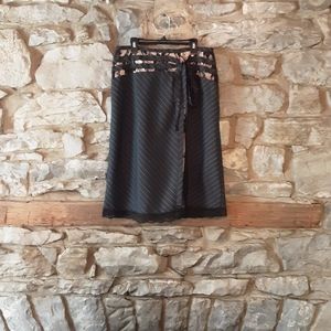 Pin Stripe Skirt with Lace Inserts